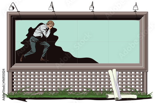 People in retro style. Upset man clutching his head.