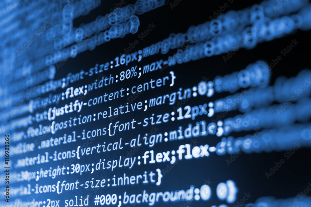 Software or Programing Code Display Close Up. Use for Tech