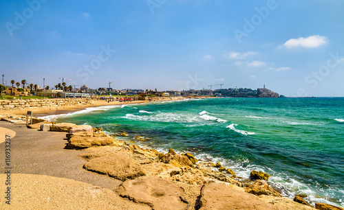 View of the Mediterranean waterfront in Tel Aviv