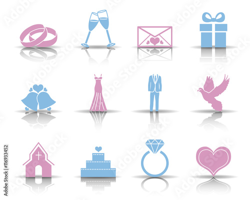 Hochzeit Iconset - Pink/Blau (Schatten)