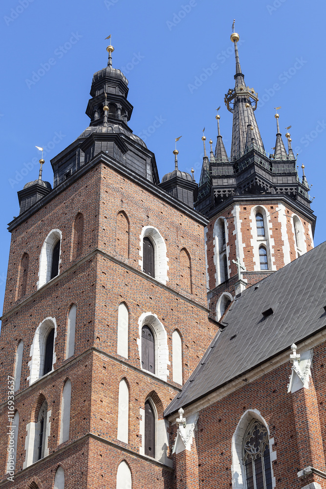 St. Mary's Basilica on Main Market Square, Krakow, Poland