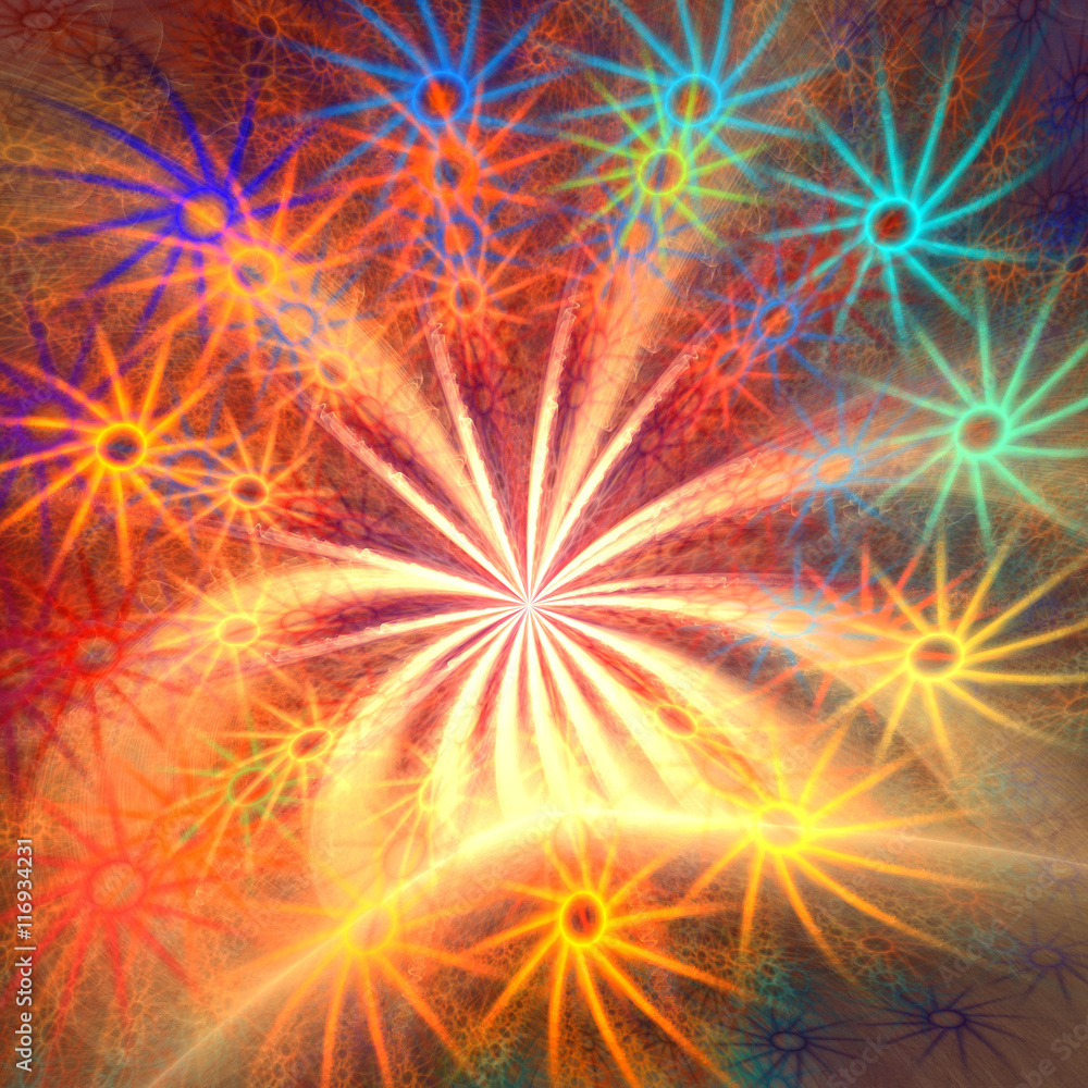 Firework. fractal background Firework. fractal background