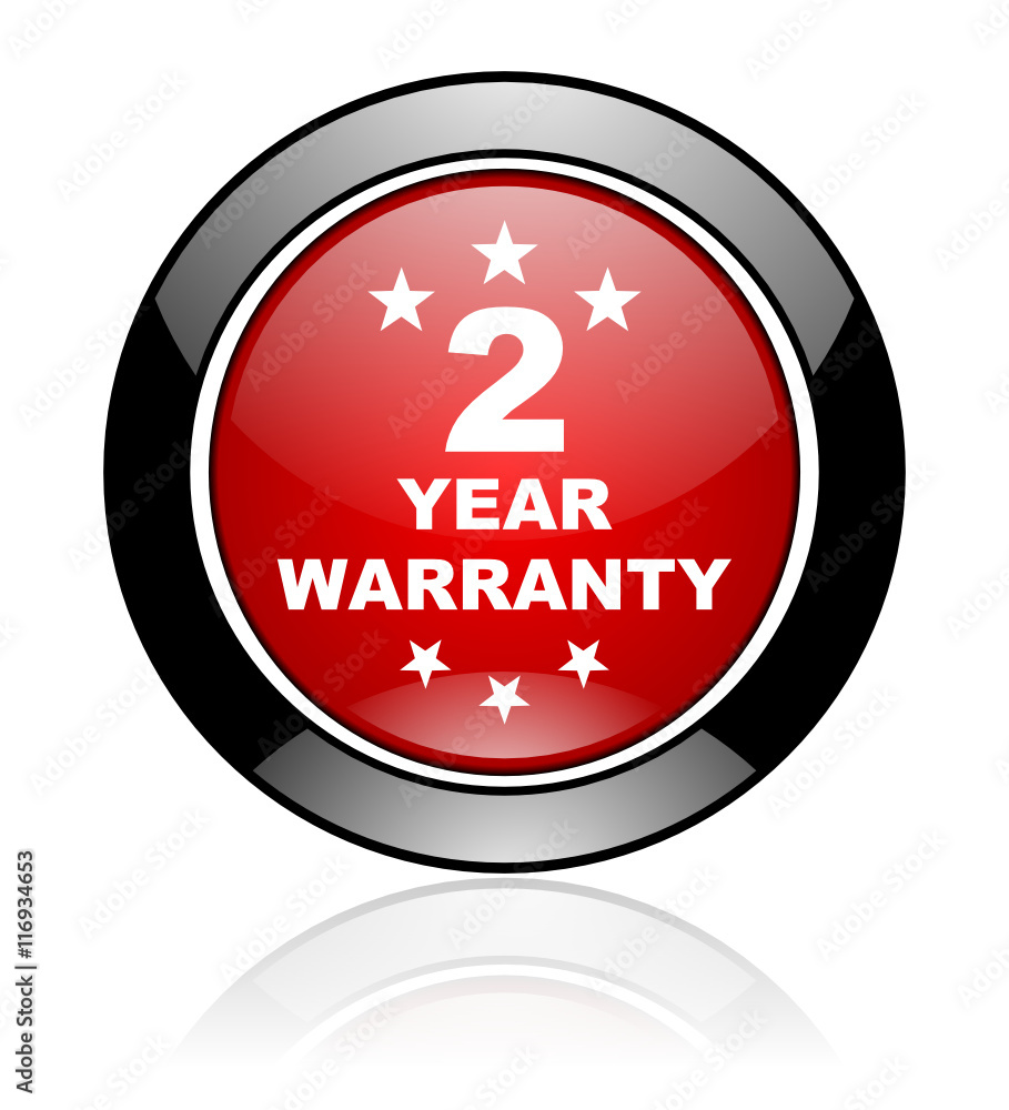 Modern design red and black circle vector warranty icon. Round web guarantee button. Modern design red and black circle vector warranty icon. Round web guarantee button.