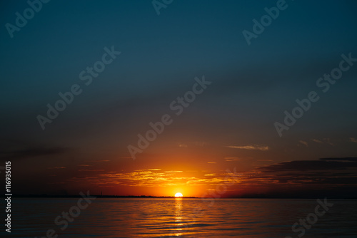 Colorful sunset over the lake