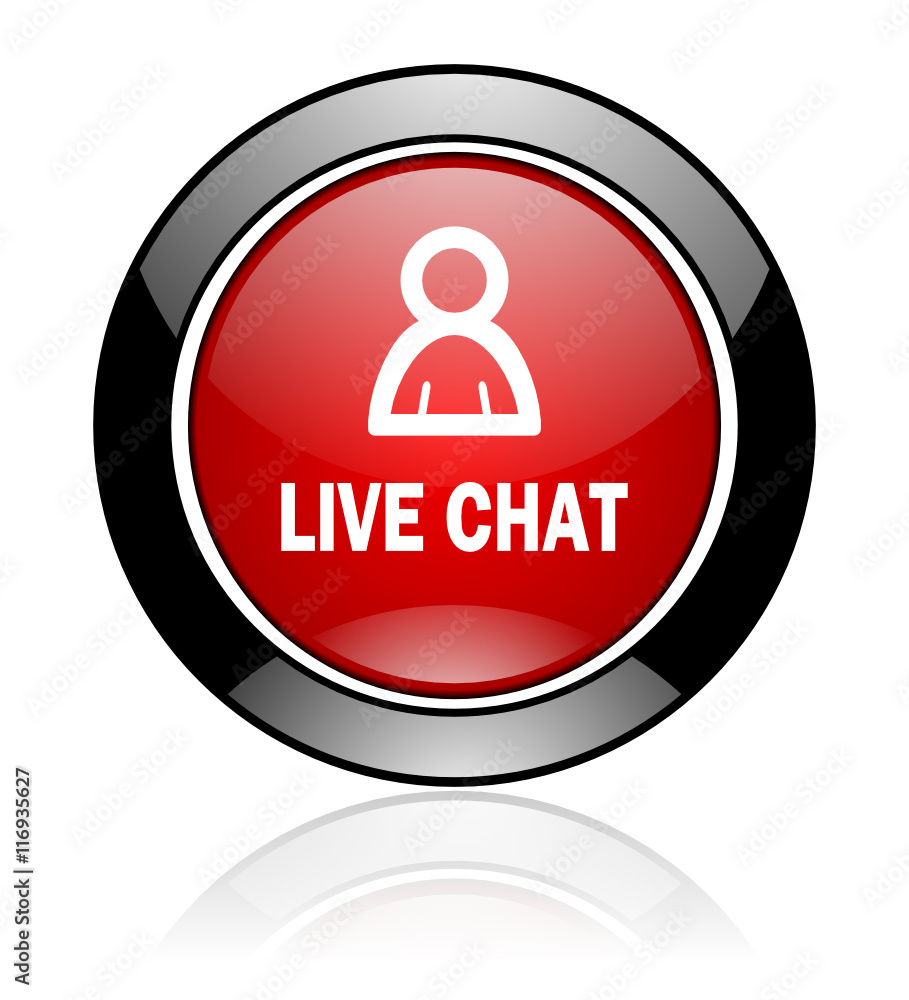 Modern design red and black circle vector live chat icon. Round web button. Modern design red and black circle vector live chat icon. Round web button.