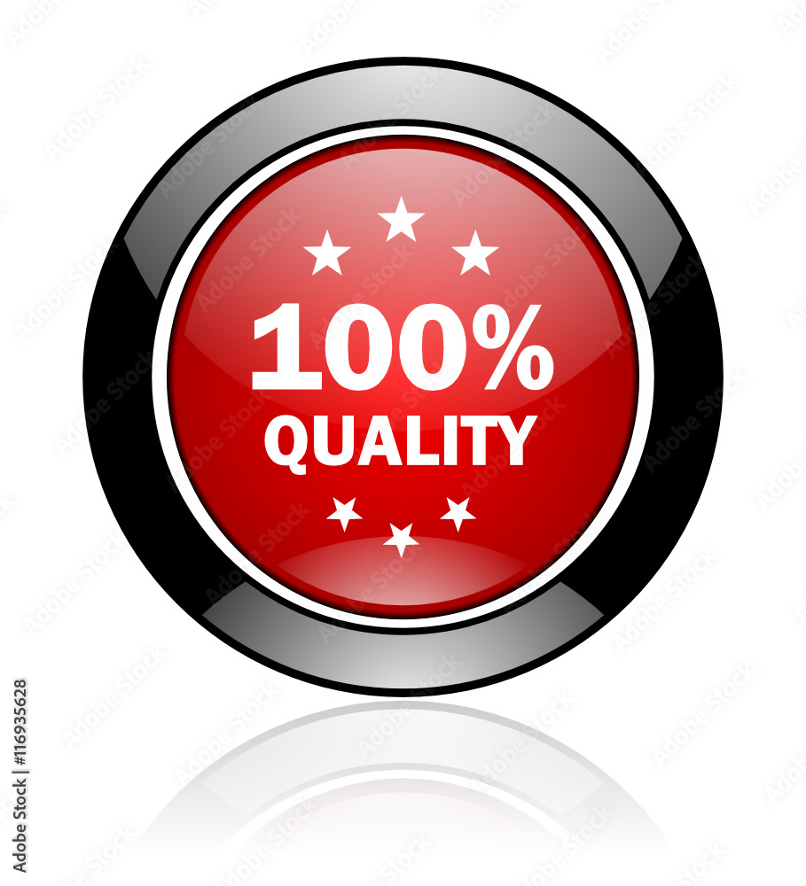 Modern design red and black circle vector quality icon. Round web warranty button. Modern design red and black circle vector quality icon. Round web warranty button.