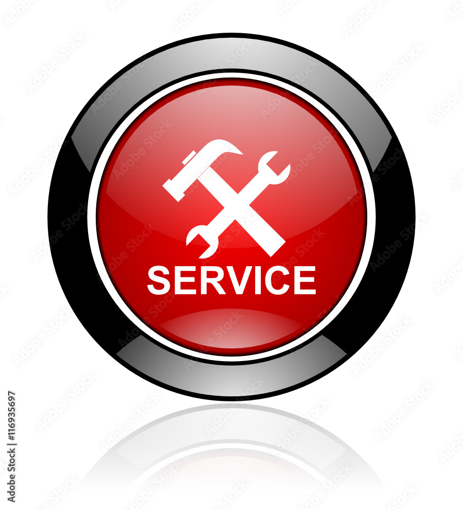 Modern design red and black round web service vector icon Modern design red and black round web service vector icon