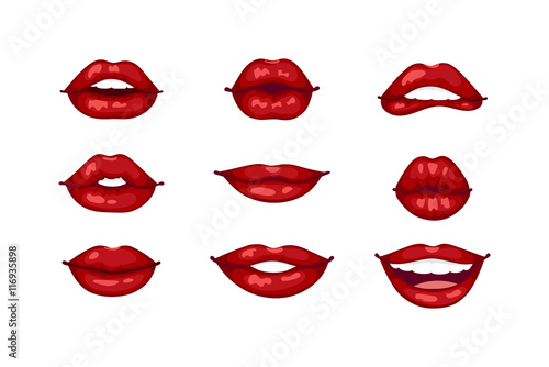 Female lips isolated vector illustration.