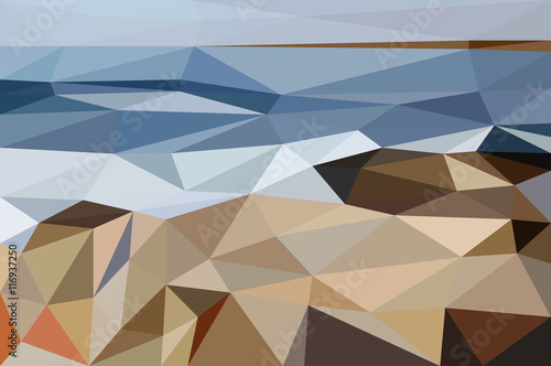 The abstract landscape of Black Sea shore made in low poly