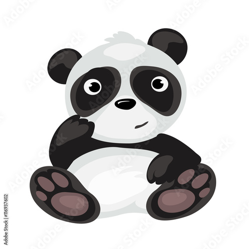 Fototapeta Naklejka Na Ścianę i Meble -  Cartoon Panda sitting, isolated vector animal
