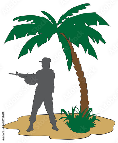 Soldier with a rifle in Africa