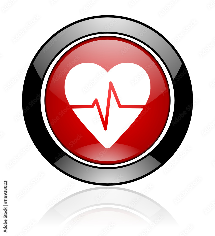 Modern design red and black circle vector pulse icon. Round web heart button. Modern design red and black circle vector pulse icon. Round web heart button.