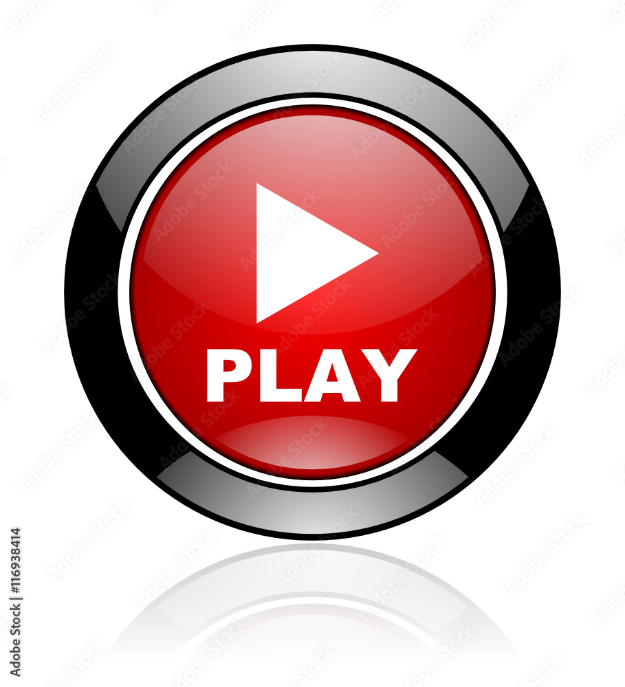 Round red and black glossy play vector icon Round red and black glossy play vector icon