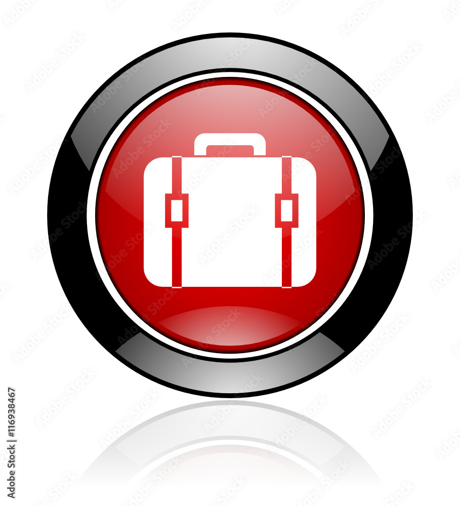 Modern design red and black round baggage vector icon Modern design red and black round baggage vector icon