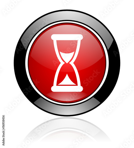 Modern design red and black round clock vector icon