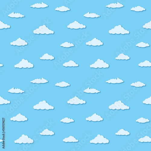 Vector seamless pattern - clouds on blue sky