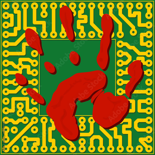 Computer technology fingerprinting - vector illustration