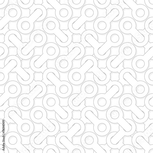 Abstract simple geometric vector pattern - entwined shapes on wh