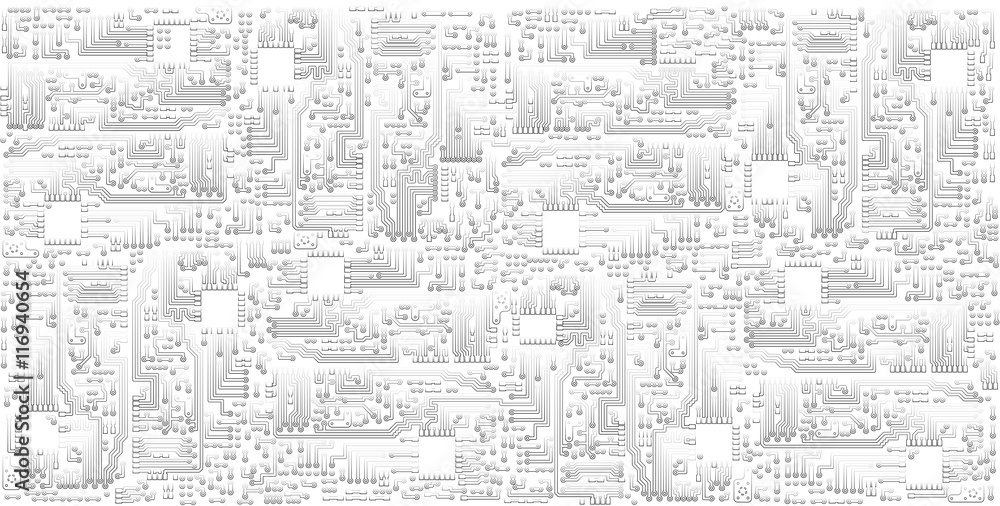 Microchip circuit board vector background. Monochrome light gray