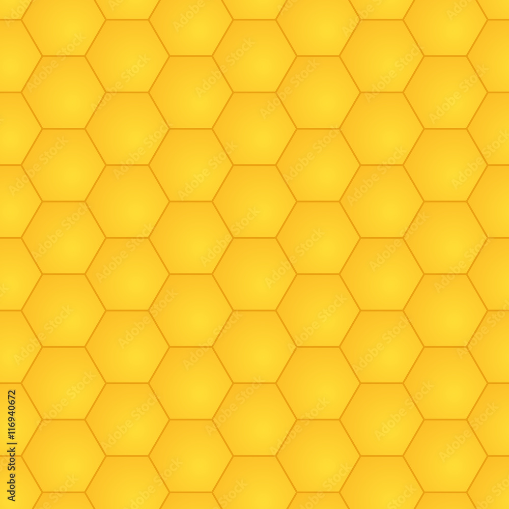 Fototapeta premium Hexagons golden honey vector seamless pattern for design