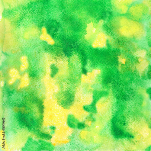 Bright yellow-green background is drawn in watercolors