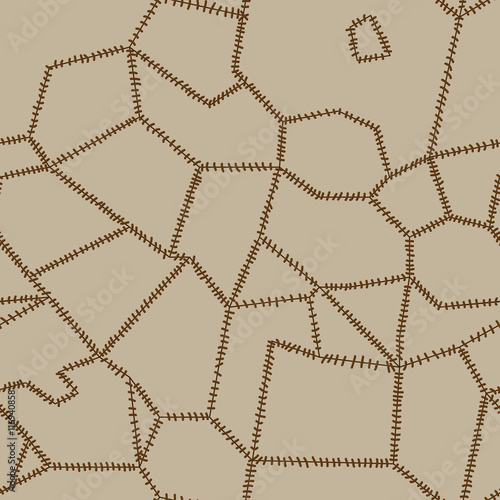 Seamless, illustrated tile with an abstract pattern of reassembl