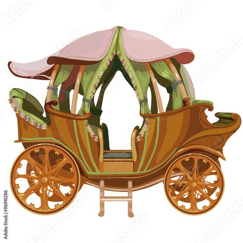 Cartoon carriage Princess on white background
