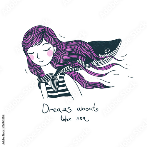 Beautiful young girl with a whale.