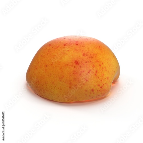 Ripe apricot's cross section on white 3D Illustration photo