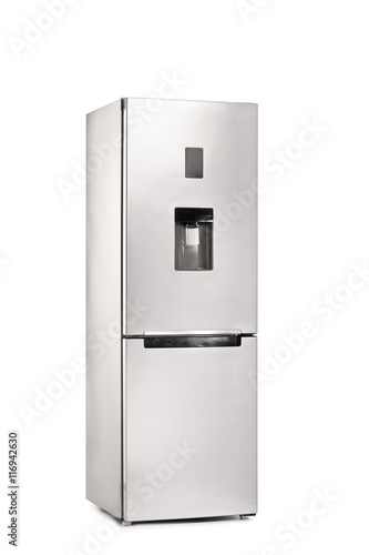 Vertical shot of a closed refrigerator