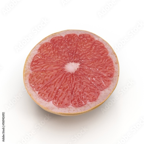 Slice of Grapefruit isolated on white 3D Illustration