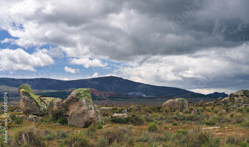 Wallpaper Mural Countryside Summer Landscape With Rocks And Mountain On Background Torontodigital.ca