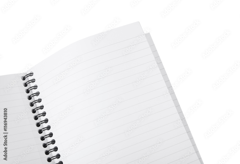 A spiral bound writers journal isolated on a white background A spiral bound writers journal isolated on a white background