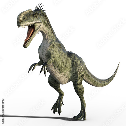 3d render of running dinosaur isolated