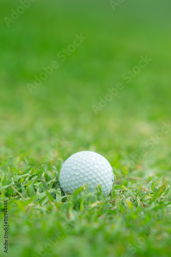 Close up of golf ball on tee,