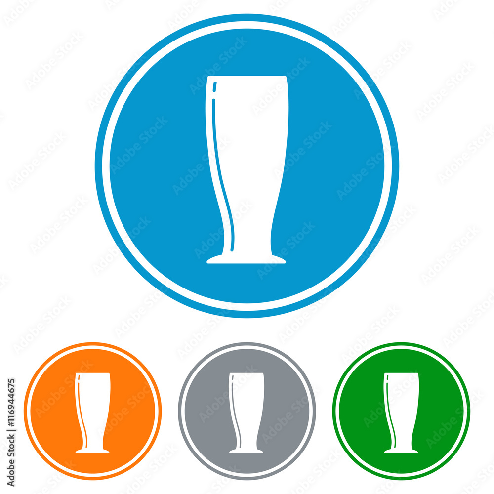 Flat pilsner glass for beer icons set vector Flat pilsner glass for beer icons set vector