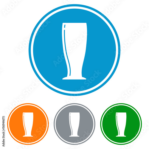 Flat pilsner glass for beer icons set vector
