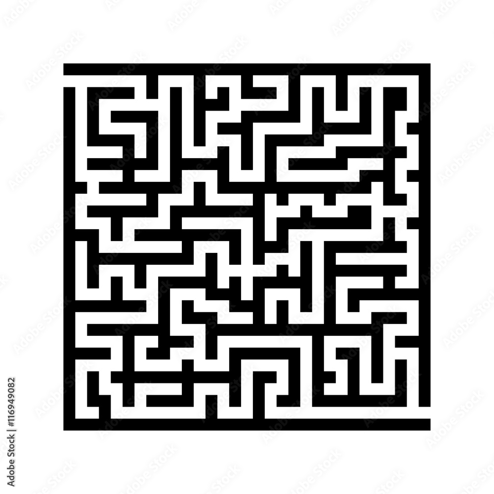 black square maze with entrance and exit