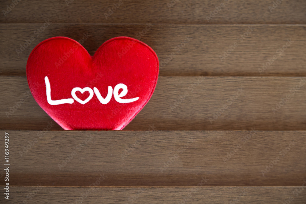 Red love heart on the wood wall. Red love heart on the wood wall.