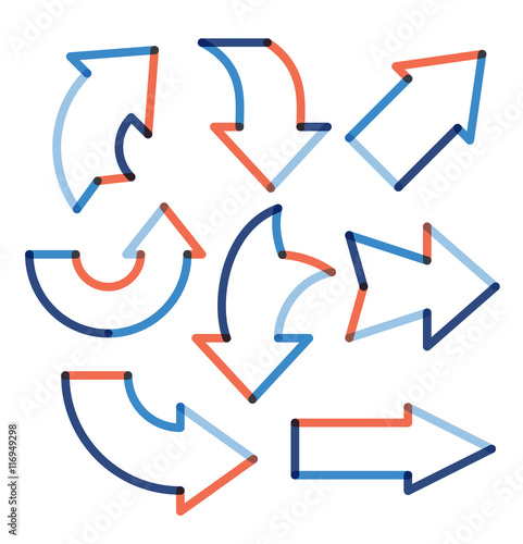 Set of color overlapping arrows.