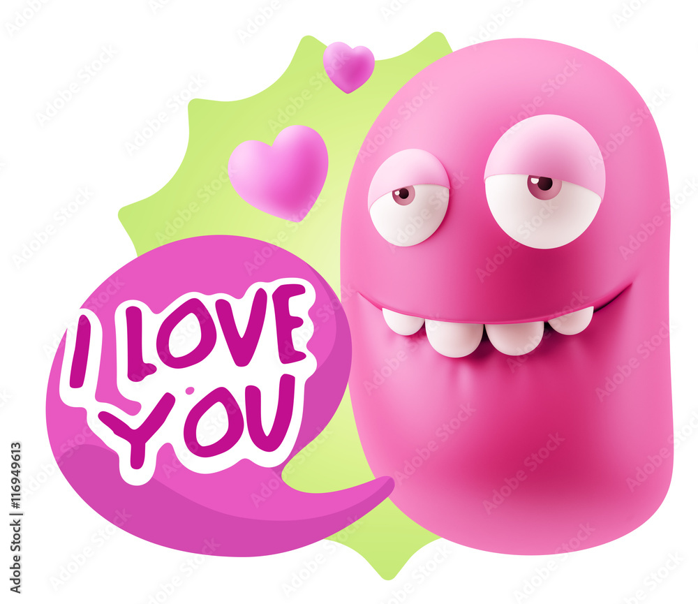 3d Rendering. Love Biting Lip Emoticon Face saying I Love You wi 3d Rendering. Love Biting Lip Emoticon Face saying I Love You wi
