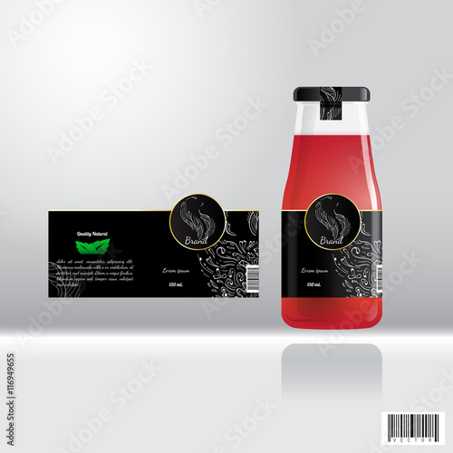 Label and bottle design for drink, juice