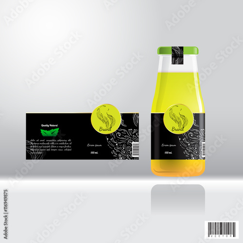 Label and bottle design for drink, juice