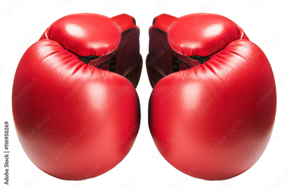 leather boxing gloves red
