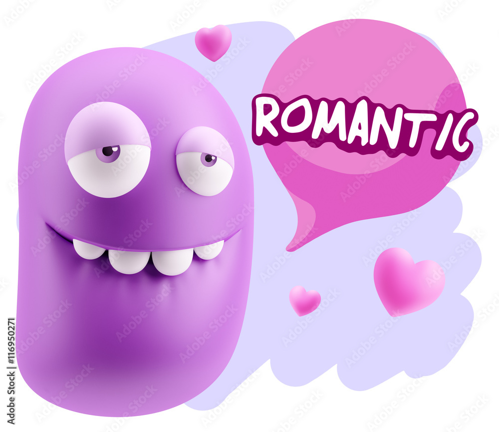 3d Rendering. Love Biting Lip Emoticon Face saying Romantic with 3d Rendering. Love Biting Lip Emoticon Face saying Romantic with