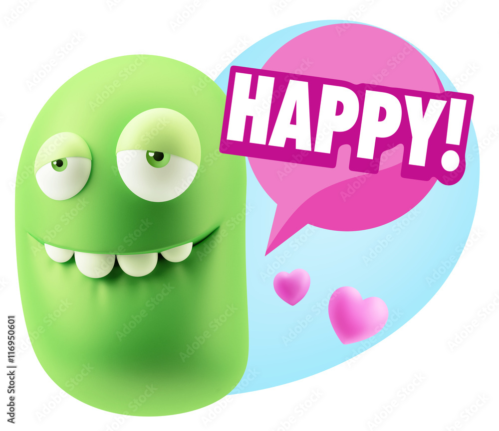 3d Rendering. Love Biting Lip Emoticon Face saying Happy with Co 3d Rendering. Love Biting Lip Emoticon Face saying Happy with Co