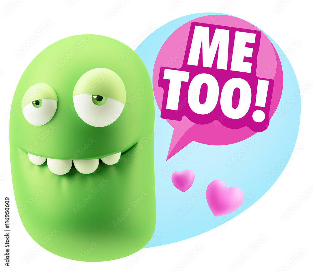 3d Rendering. Love Biting Lip Emoticon Face saying Me Too with C 3d Rendering. Love Biting Lip Emoticon Face saying Me Too with C