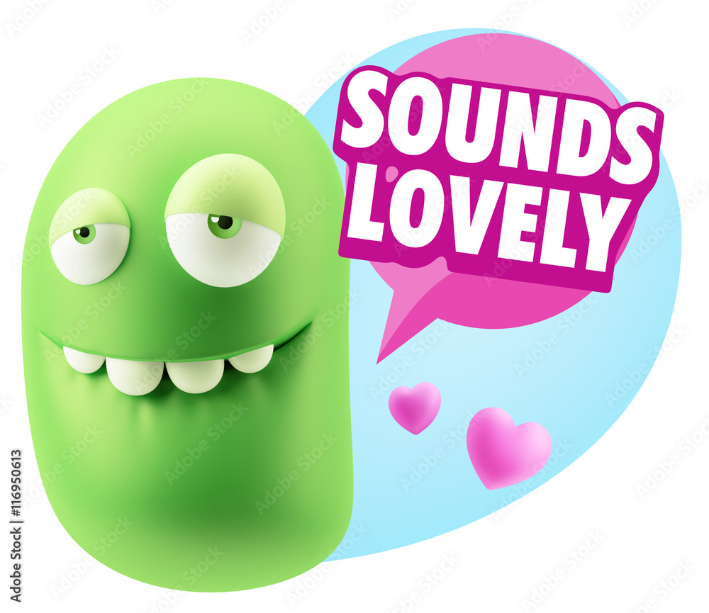 3d Rendering. Love Biting Lip Emoticon Face saying Sounds Lovely 3d Rendering. Love Biting Lip Emoticon Face saying Sounds Lovely