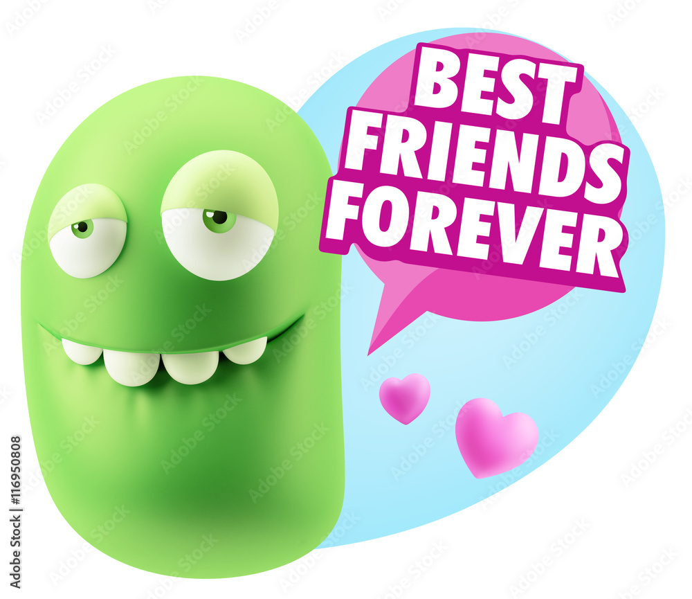 3d Rendering. Love Biting Lip Emoticon Face saying Best Friends 3d Rendering. Love Biting Lip Emoticon Face saying Best Friends