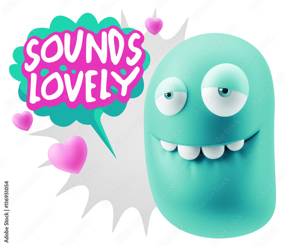 3d Rendering. Love Biting Lip Emoticon Face saying Sounds Lovely 3d Rendering. Love Biting Lip Emoticon Face saying Sounds Lovely